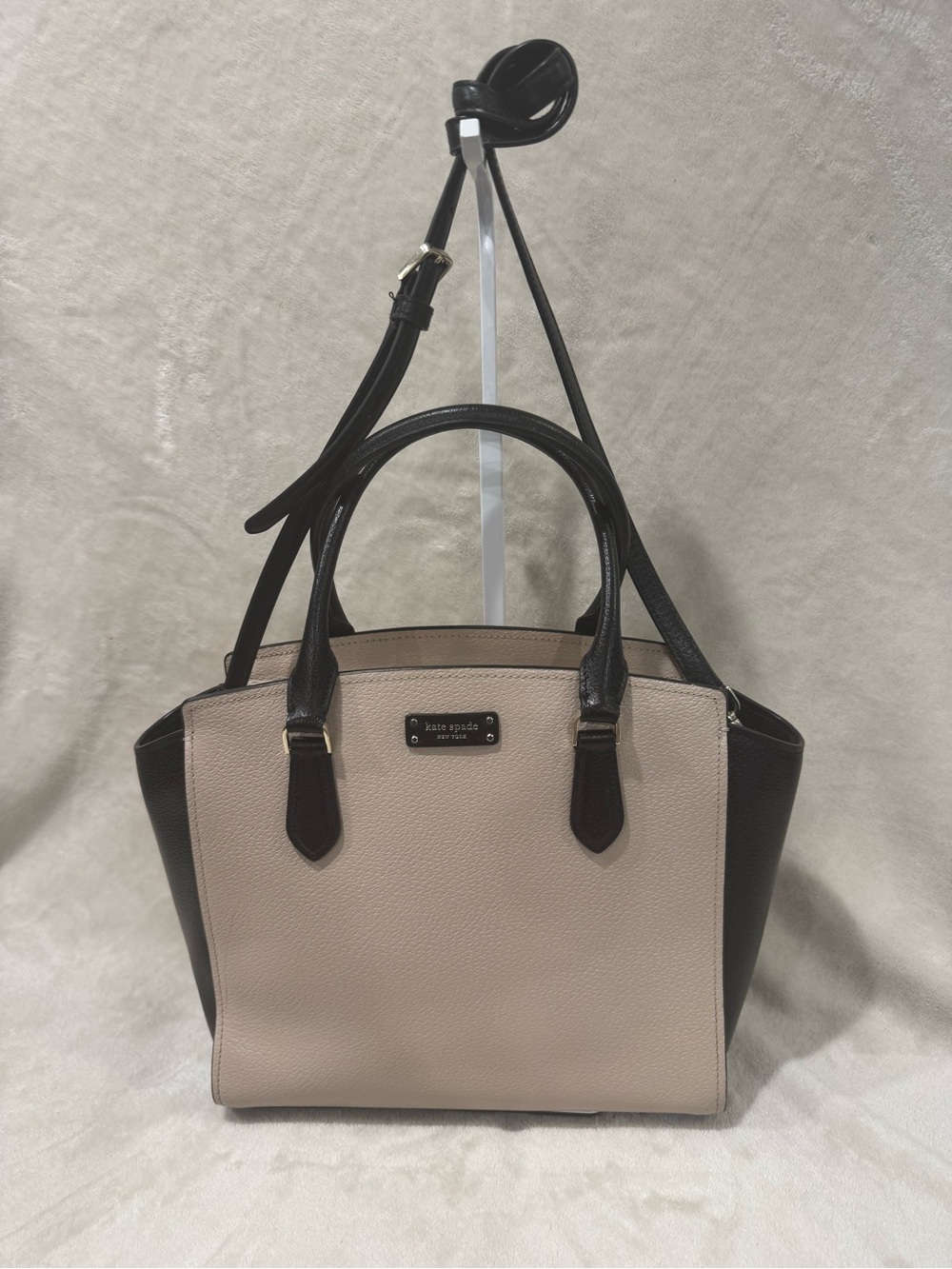 kate spade Two-Tone Black & Blush Jeanne Medium Leather Satchel